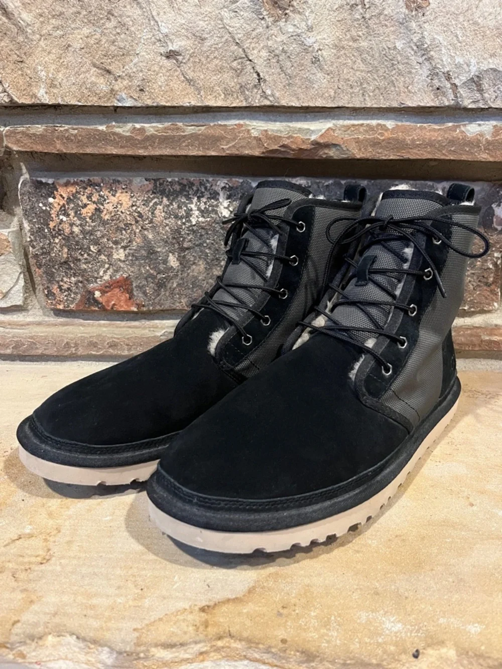 UGG Harkley Black Suede Sherpa-Lined Winter Boots